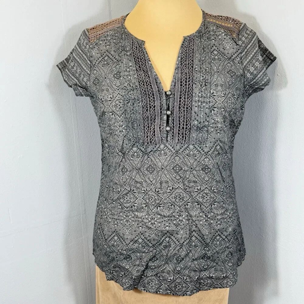 Kuhl Sz S Women’s Floral Cotton Silk Blend Short Sleeves Flora Blouse Top NWOT